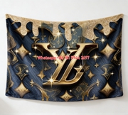 Gold Drip LV Blanket Luxury LV Monogram Blanket 108
